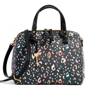 Fossil Multicolor Leopard Satchel